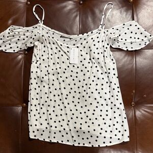 White Polka Dot Women's Top
